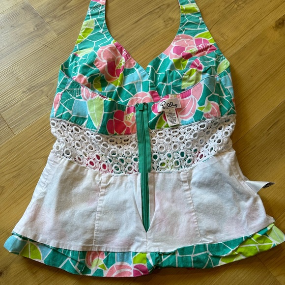 EUC Lilly Pulitzer Vintage Mosaic Crochet Halter Top - Picture 8 of 8